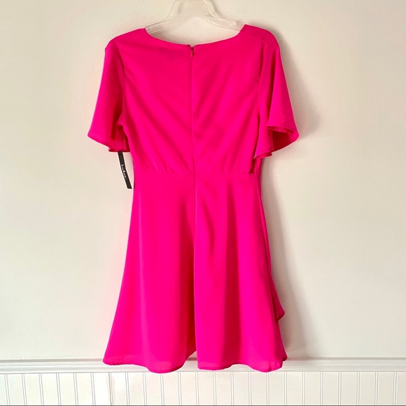Lulu's | Dresses | Lulus Pink Tie Front Ruffled Skater Dress Nwts | Poshmark